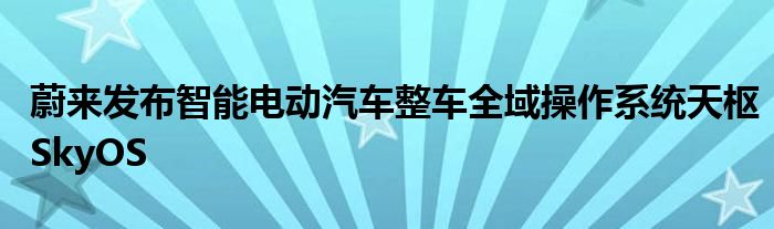 蔚来发布智能电动汽车整车全域操作系统天枢SkyOS