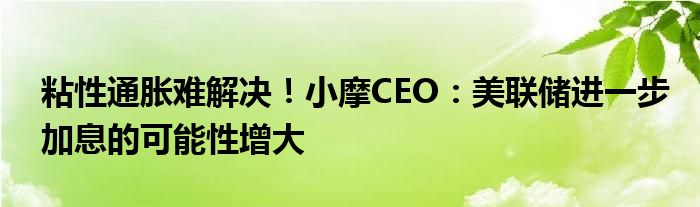 粘性通胀难解决!小摩CEO:美联储进一步加息的可能性增大
