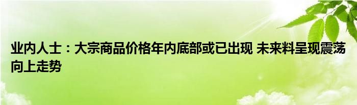 业内人士:大宗商品价格年内底部或已出现 未来料呈现震荡向上走势