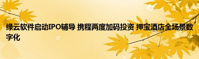 绿云软件启动IPO辅导 携程两度加码投资 押宝酒店全场景数字化