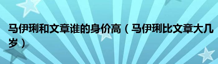 马伊琍和文章谁的身价高(马伊琍比文章大几岁)
