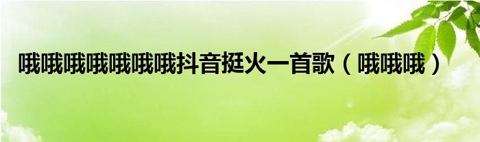 哦哦哦哦哦哦哦抖音挺火一首歌(哦哦哦)