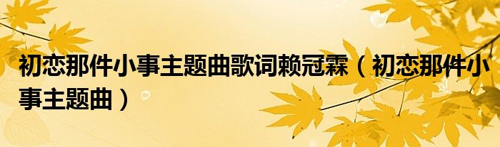 初恋那件小事主题曲歌词赖冠霖(初恋那件小事主题曲)