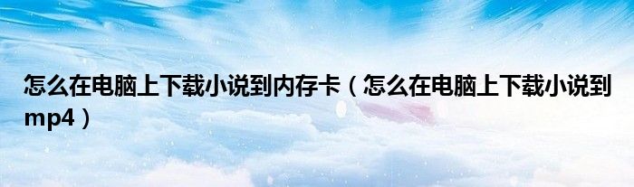 怎么在电脑上下载小说到内存卡(怎么在电脑上下载小说到mp4)