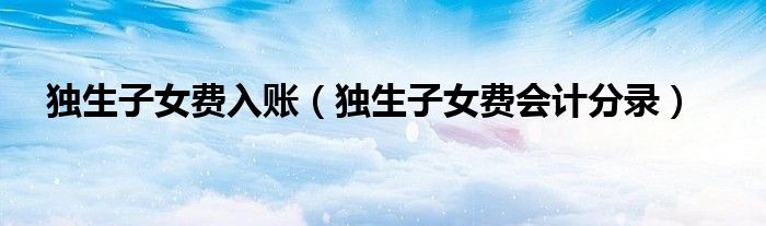 独生子女费入账(独生子女费会计分录)