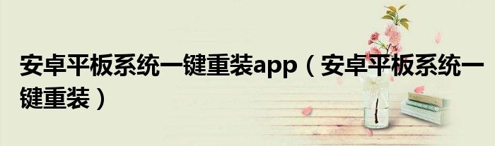 安卓平板系统一键重装app(安卓平板系统一键重装)