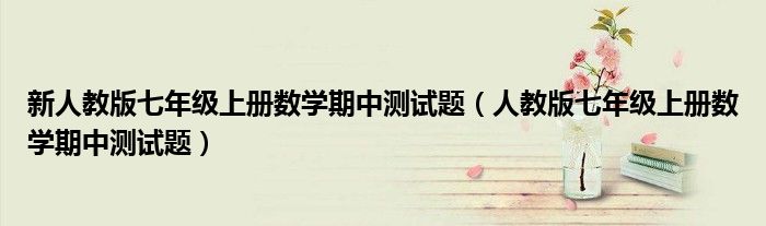 新人教版七年级上册数学期中测试题(人教版七年级上册数学期中测试题)