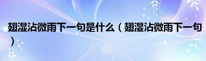 翅湿沾微雨下一句是什么(翅湿沾微雨下一句)