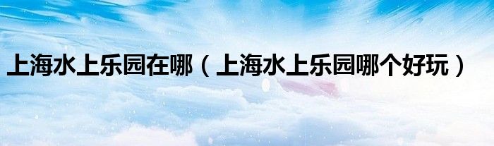 上海水上乐园在哪(上海水上乐园哪个好玩)