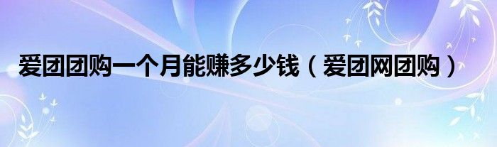 爱团团购一个月能赚多少钱(爱团网团购)