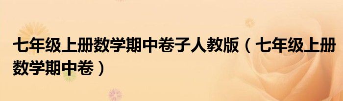 七年级上册数学期中卷子人教版(七年级上册数学期中卷)
