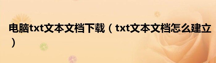 电脑txt文本文档下载(txt文本文档怎么建立)