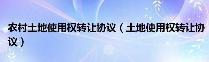 农村土地使用权转让协议(土地使用权转让协议)