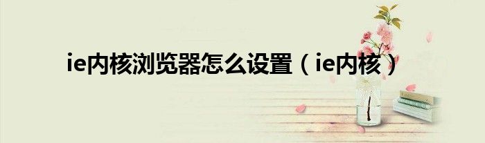 ie内核浏览器怎么设置(ie内核)
