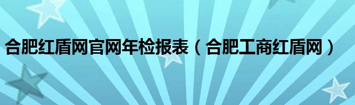 合肥红盾网官网年检报表(合肥工商红盾网)
