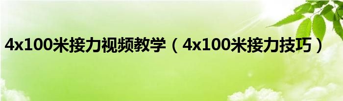 4x100米接力视频教学(4x100米接力技巧)