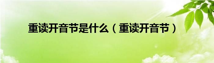 重读开音节是什么(重读开音节)