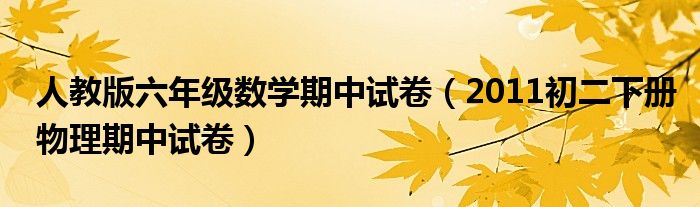 人教版六年级数学期中试卷(2011初二下册物理期中试卷)