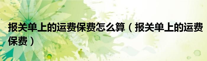报关单上的运费保费怎么算(报关单上的运费保费)