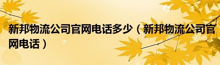 新邦物流公司官网电话多少(新邦物流公司官网电话)