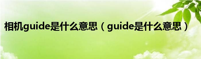 相机guide是什么意思(guide是什么意思)