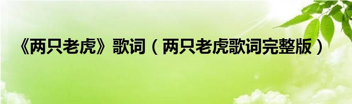 《两只老虎》歌词(两只老虎歌词完整版)