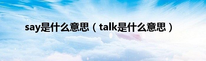 say是什么意思(talk是什么意思)