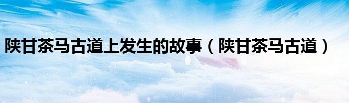 陕甘茶马古道上发生的故事(陕甘茶马古道)