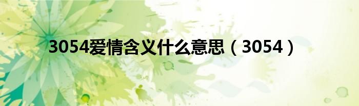 3054爱情含义什么意思(3054)