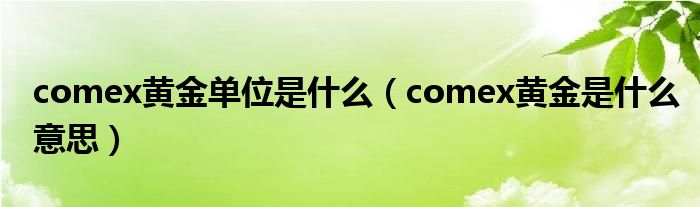 comex黄金单位是什么(comex黄金是什么意思)