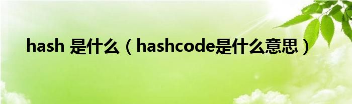 hash 是什么(hashcode是什么意思)
