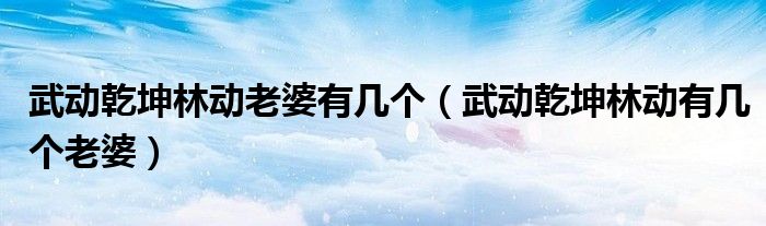 武动乾坤林动老婆有几个(武动乾坤林动有几个老婆)