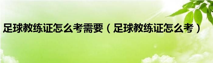 足球教练证怎么考需要(足球教练证怎么考)