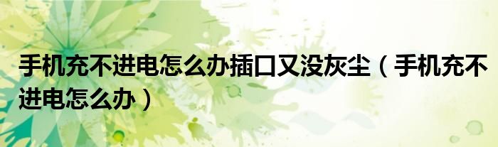 手机充不进电怎么办插口又没灰尘(手机充不进电怎么办)