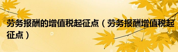 劳务报酬的增值税起征点(劳务报酬增值税起征点)