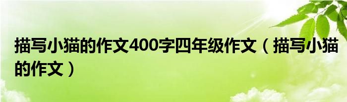 描写小猫的作文400字四年级作文(描写小猫的作文)