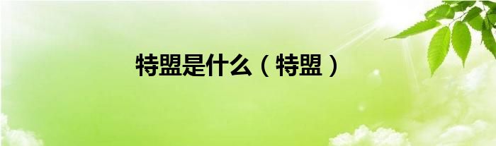 特盟是什么（特盟）