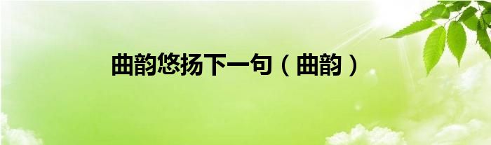 曲韵悠扬下一句（曲韵）