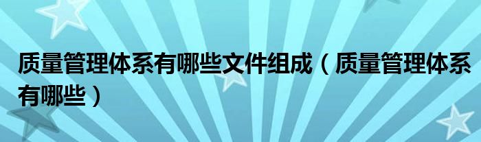 质量管理体系有哪些文件组成(质量管理体系有哪些)