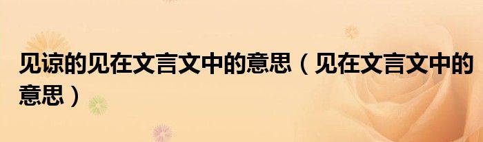 见谅的见在文言文中的意思(见在文言文中的意思)