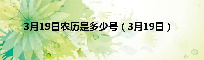 3月19日农历是多少号(3月19日)