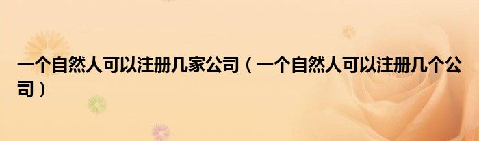 一个自然人可以注册几家公司(一个自然人可以注册几个公司)