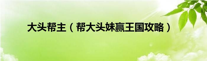 大头帮主(帮大头妹赢王国攻略)