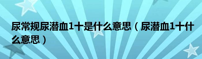 尿常规尿潜血1十是什么意思(尿潜血1十什么意思)
