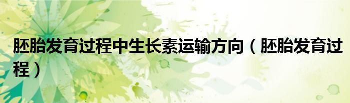 胚胎发育过程中生长素运输方向(胚胎发育过程)