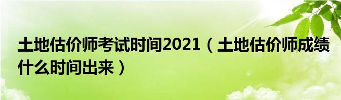 土地估价师考试时间2021(土地估价师成绩什么时间出来)