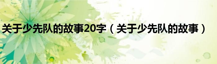 关于少先队的故事20字(关于少先队的故事)