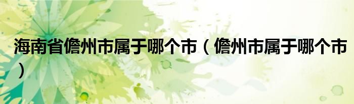 海南省儋州市属于哪个市(儋州市属于哪个市)
