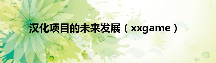 汉化项目的未来发展(xxgame)