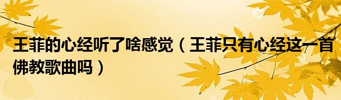王菲的心经听了啥感觉(王菲只有心经这一首佛教歌曲吗)